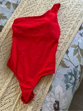 One-Shoulder Red Bodysuit